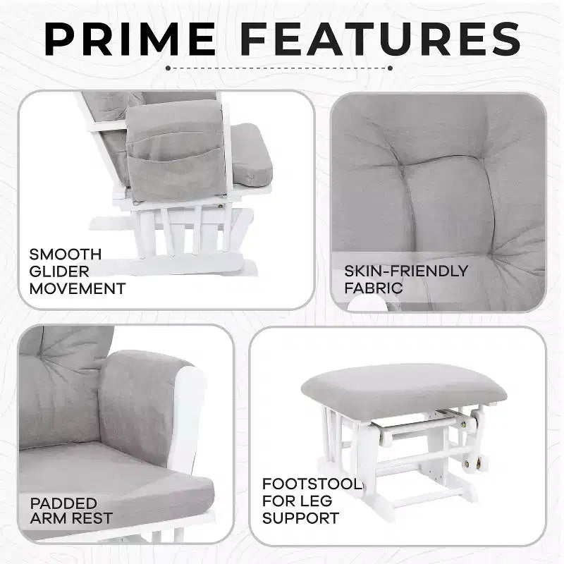 Ensemble fauteuil planeur et ottoman Home Imports Emporium - Mouvement de bercement fluide, fauteuil ergonomique à dossier haut avec accoudoirs rembourrés et poches de rangement