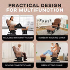 Ensemble fauteuil planeur et ottoman Home Imports Emporium - Mouvement de bercement fluide, fauteuil ergonomique à dossier haut avec accoudoirs rembourrés et poches de rangement