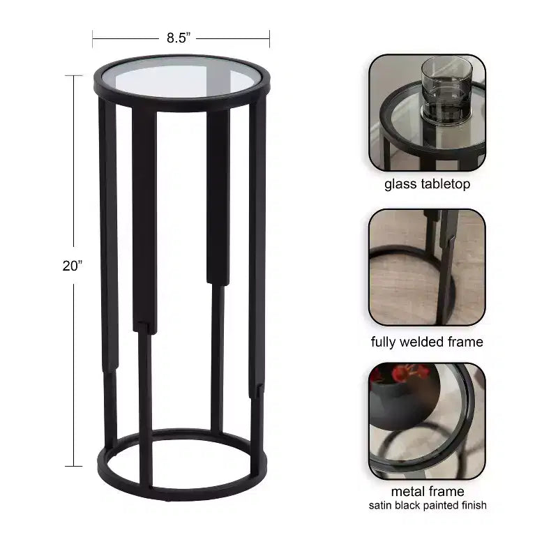Table basse ronde Kate and Laurel Ravalli, 9x9x20, Noir