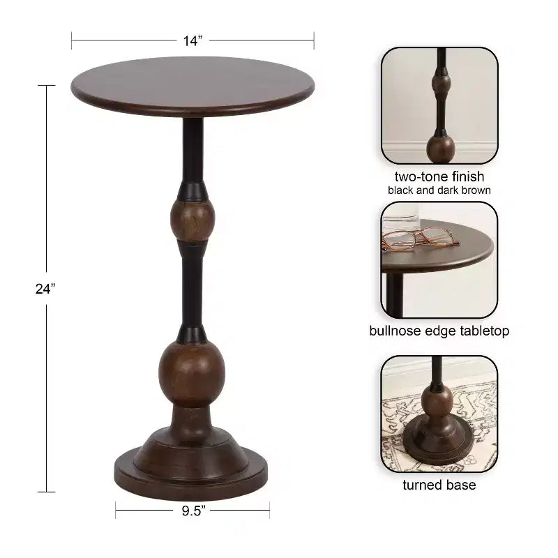 Table d'appoint Kate and Laurel Rawlings en bois et métal, 14x14x24, marron