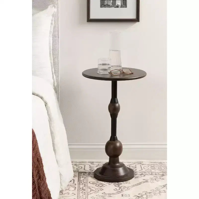 Table d'appoint Kate and Laurel Rawlings en bois et métal, 14x14x24, marron