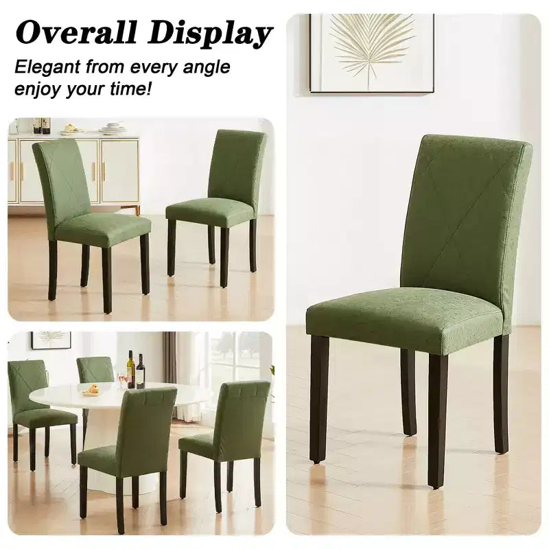 VECELO Lot de 2/4/6 Chaises de Salle à Manger Rembourrées Chaises Parsons à Dossier Haut Chaises de Cuisine en Bois Marron/Beige/Vert