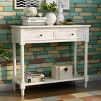 Table console rustique Whisen au design traditionnel avec deux tiroirs et une étagère inférieure