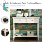 Table console rustique Whisen au design traditionnel avec deux tiroirs et une étagère inférieure