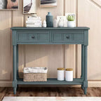 Table console rustique Whisen au design traditionnel avec deux tiroirs et une étagère inférieure