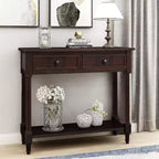 Table console rustique Whisen au design traditionnel avec deux tiroirs et une étagère inférieure