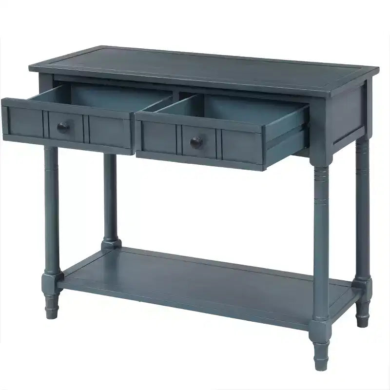 Table console rustique Whisen au design traditionnel avec deux tiroirs et une étagère inférieure