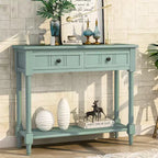 Table console rustique Whisen au design traditionnel avec deux tiroirs et une étagère inférieure