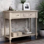 Table console rustique Whisen au design traditionnel avec deux tiroirs et une étagère inférieure