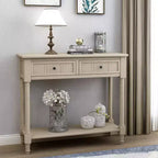 Table console rustique Whisen au design traditionnel avec deux tiroirs et une étagère inférieure