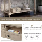Table console rustique Whisen au design traditionnel avec deux tiroirs et une étagère inférieure