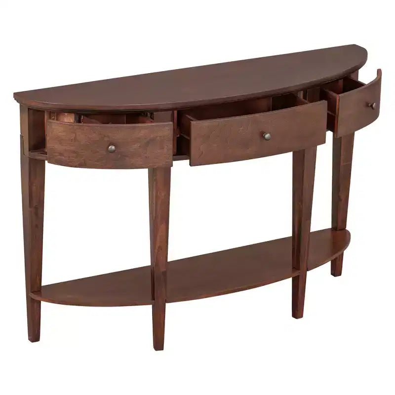 Console de salon Whisen Modern Curved avec 3 tiroirs et 1 étagère pour couloir, entrée, salon