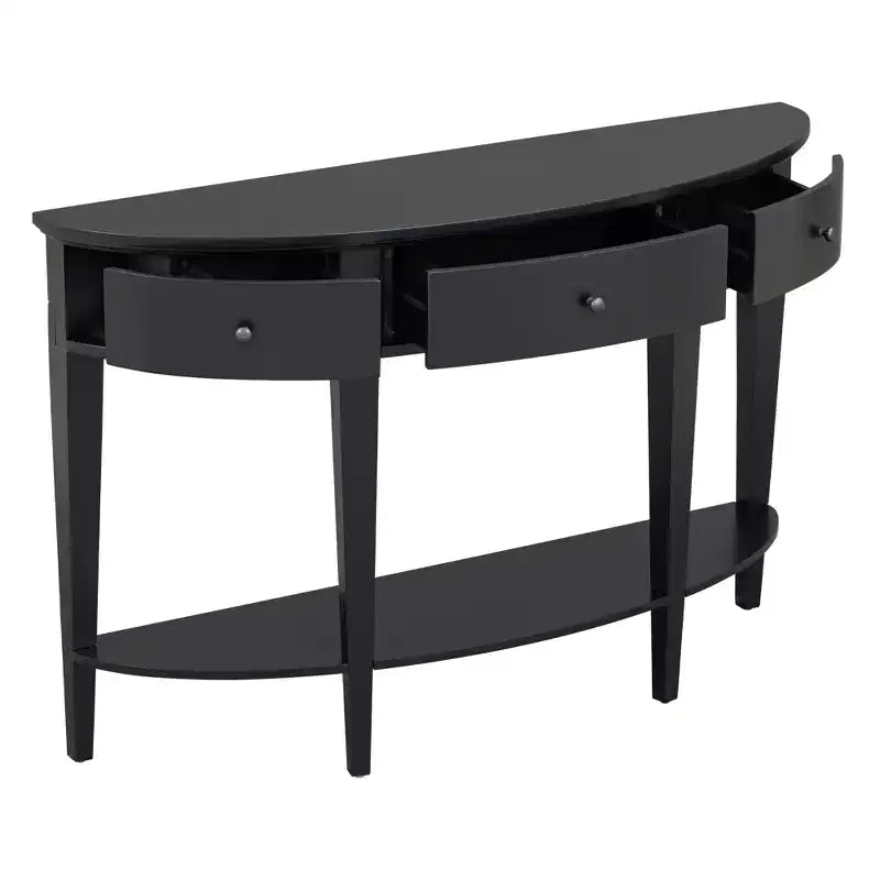 Console de salon Whisen Modern Curved avec 3 tiroirs et 1 étagère pour couloir, entrée, salon