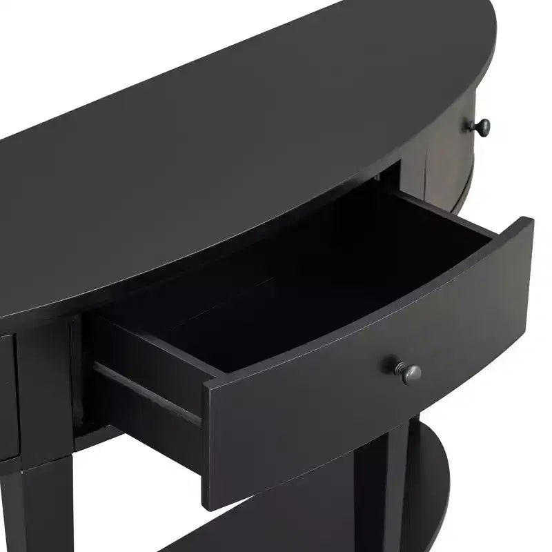 Console de salon Whisen Modern Curved avec 3 tiroirs et 1 étagère pour couloir, entrée, salon