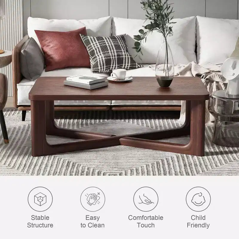 Table basse rectangulaire en bois massif PexFix pour salon Table d'appoint