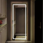 PexFix Miroir de courtoisie rectangulaire sans cadre de 40,6 cm L x 160 cm H, pleine longueur, avec lumières, argenté