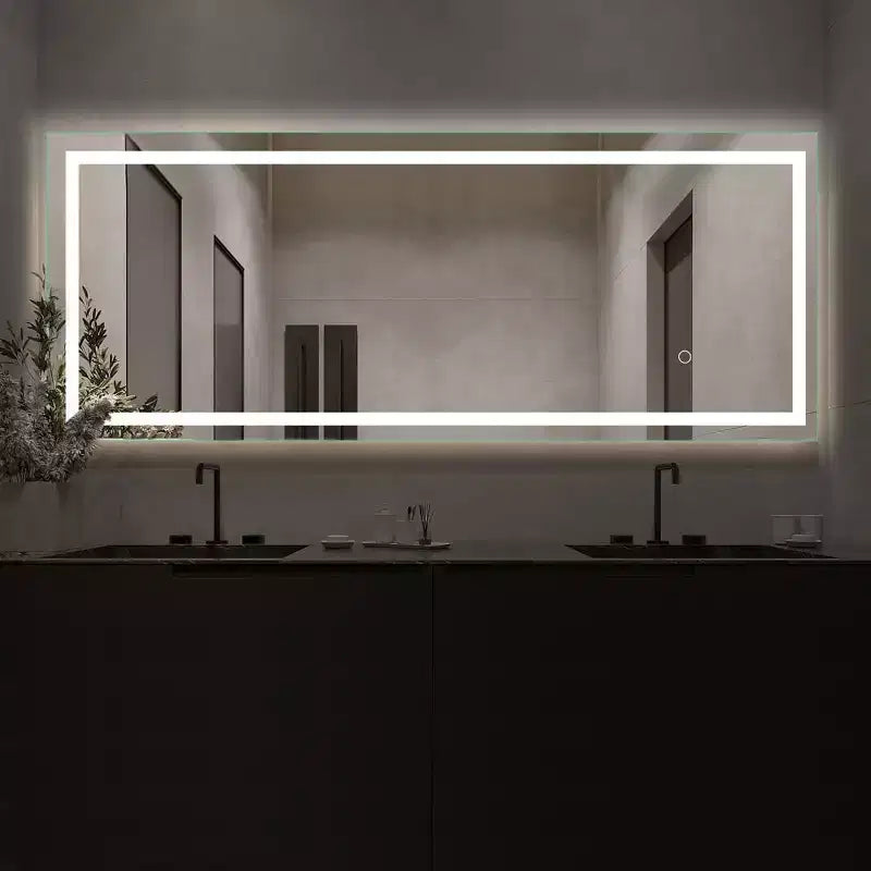 PexFix Miroir de courtoisie rectangulaire sans cadre de 40,6 cm L x 160 cm H, pleine longueur, avec lumières, argenté