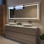 PexFix Miroir de courtoisie rectangulaire sans cadre de 40,6 cm L x 160 cm H, pleine longueur, avec lumières, argenté