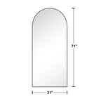 PexFix 31 po (L) x 71 po (H) Miroir corps entier arqué autoportant Cadre en métal Miroir mural Grand miroir de sol Noir