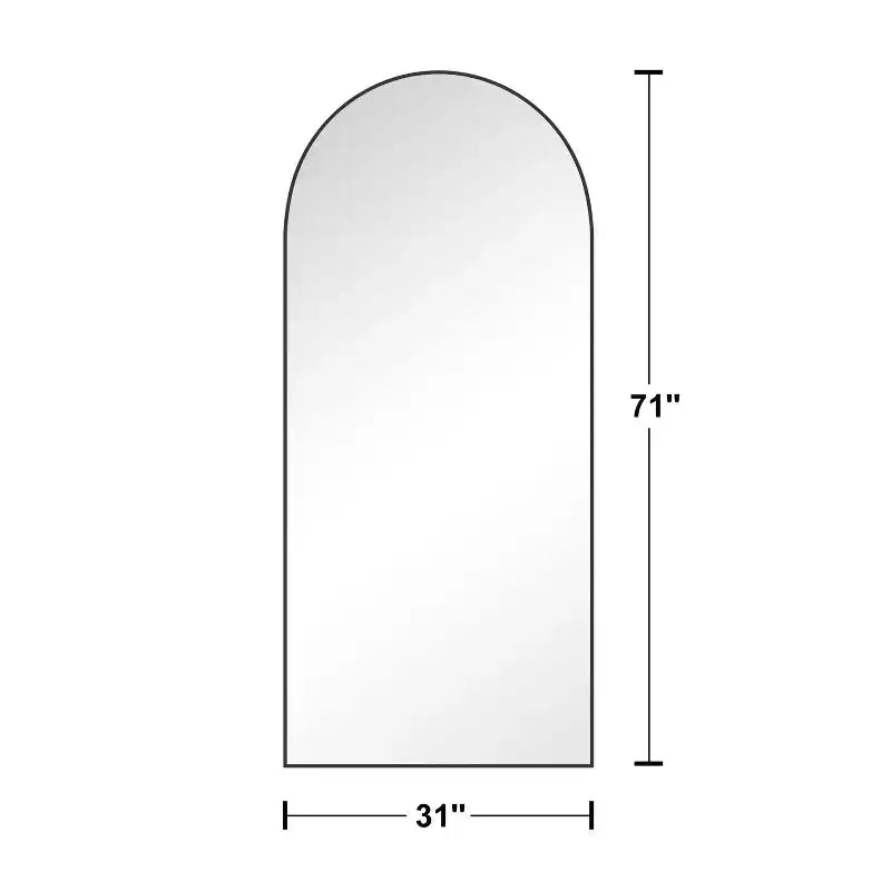 PexFix 31 po (L) x 71 po (H) Miroir corps entier arqué autoportant Cadre en métal Miroir mural Grand miroir de sol Noir