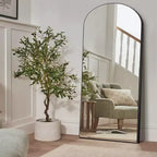 PexFix 31 po (L) x 71 po (H) Miroir corps entier arqué autoportant Cadre en métal Miroir mural Grand miroir de sol Noir