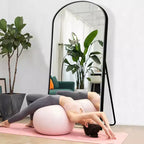 PexFix 31 po (L) x 71 po (H) Miroir corps entier arqué autoportant Cadre en métal Miroir mural Grand miroir de sol Noir