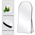 PexFix 31 po (L) x 71 po (H) Miroir corps entier arqué autoportant Cadre en métal Miroir mural Grand miroir de sol Noir