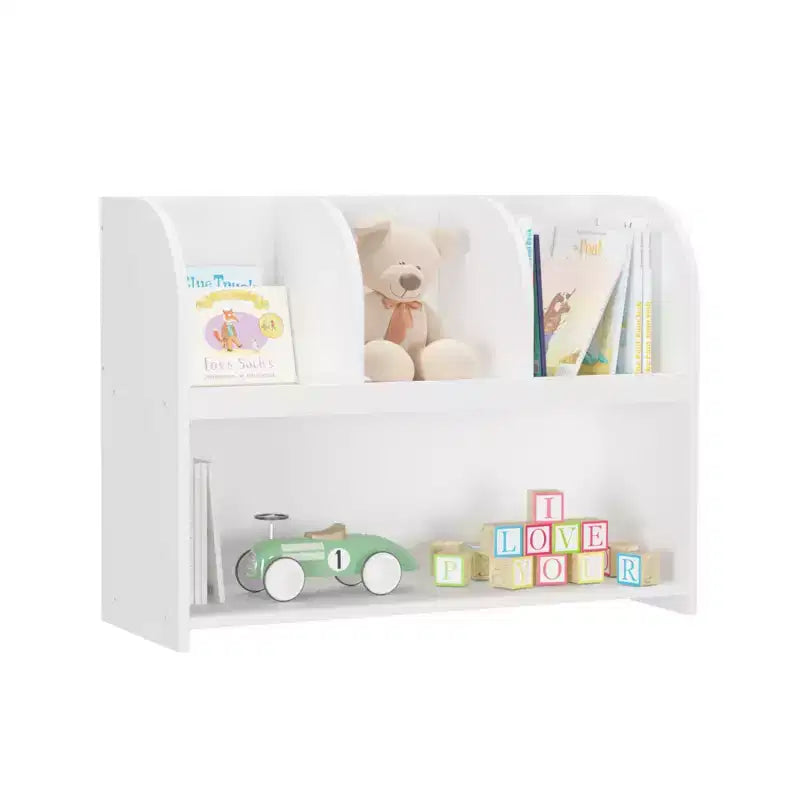 Bibliothèque pour enfants avec 4 compartiments, étagère de rangement, présentoir de rangement, porte-jouets pour chambre d'enfant, blanc