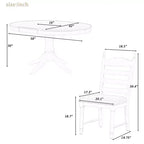 Ensemble de salle à manger Whisen rétro fonctionnel 5 pièces avec table à manger ronde extensible et 4 chaises de salle à manger rembourrées