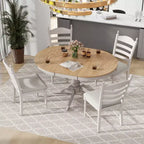 Ensemble de salle à manger Whisen rétro fonctionnel 5 pièces avec table à manger ronde extensible et 4 chaises de salle à manger rembourrées