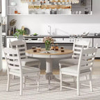 Ensemble de salle à manger Whisen rétro fonctionnel 5 pièces avec table à manger ronde extensible et 4 chaises de salle à manger rembourrées