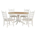 Ensemble de salle à manger Whisen rétro fonctionnel 5 pièces avec table à manger ronde extensible et 4 chaises de salle à manger rembourrées