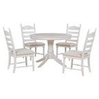 Ensemble de salle à manger Whisen rétro fonctionnel 5 pièces avec table à manger ronde extensible et 4 chaises de salle à manger rembourrées