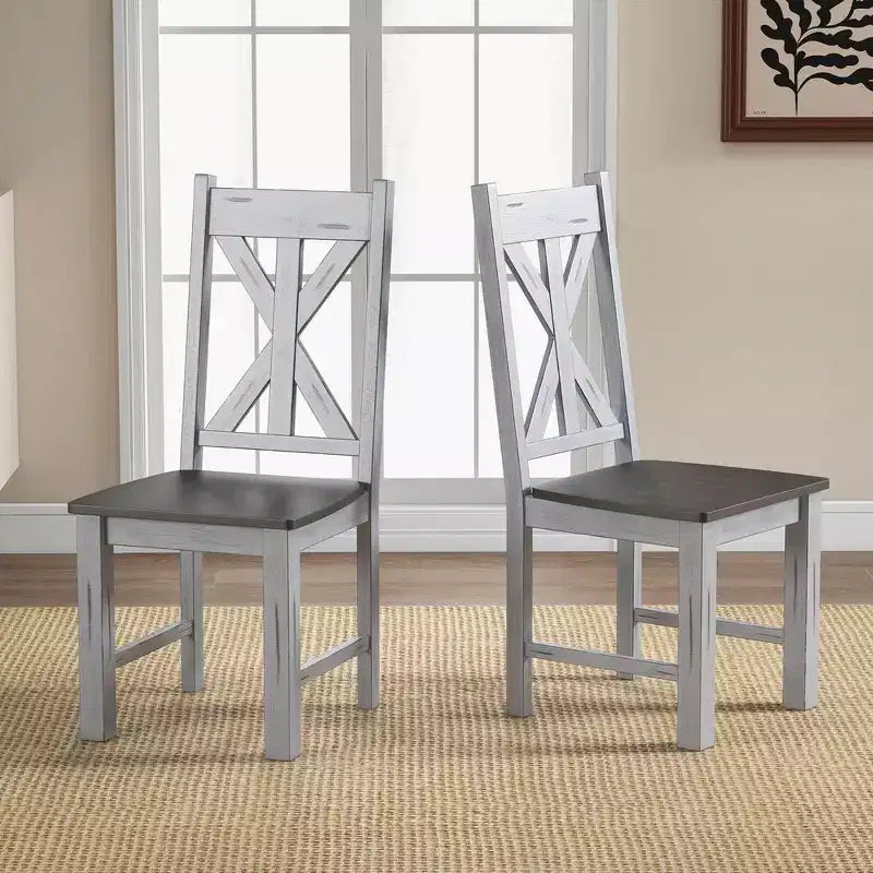 Costway Lot de 2/4 chaises de salle à manger en bois avec cadre en bois d'hévéa et dossier élégant ajouré
