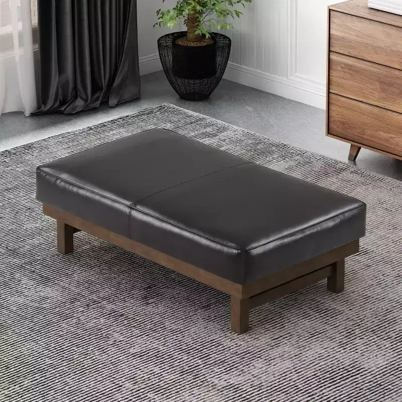 Christopher Knight Home Temzyl Ottoman moderne rembourré en bois d'hévéa