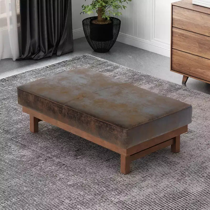 Christopher Knight Home Temzyl Ottoman moderne rembourré en bois d'hévéa