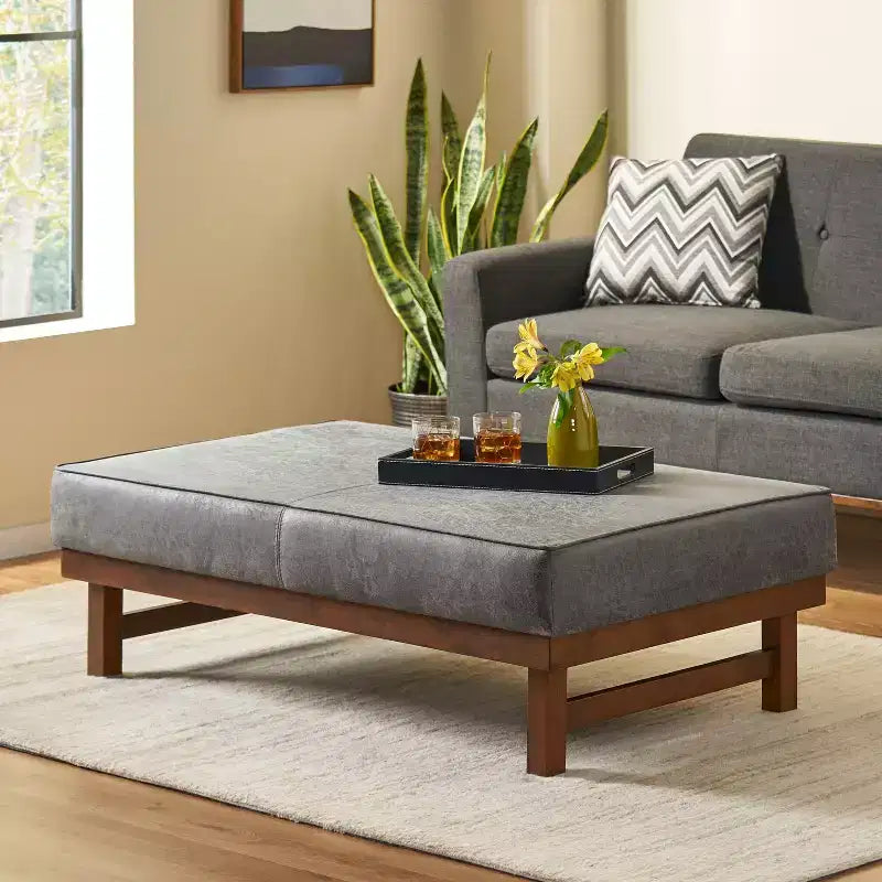 Christopher Knight Home Temzyl Ottoman moderne rembourré en bois d'hévéa