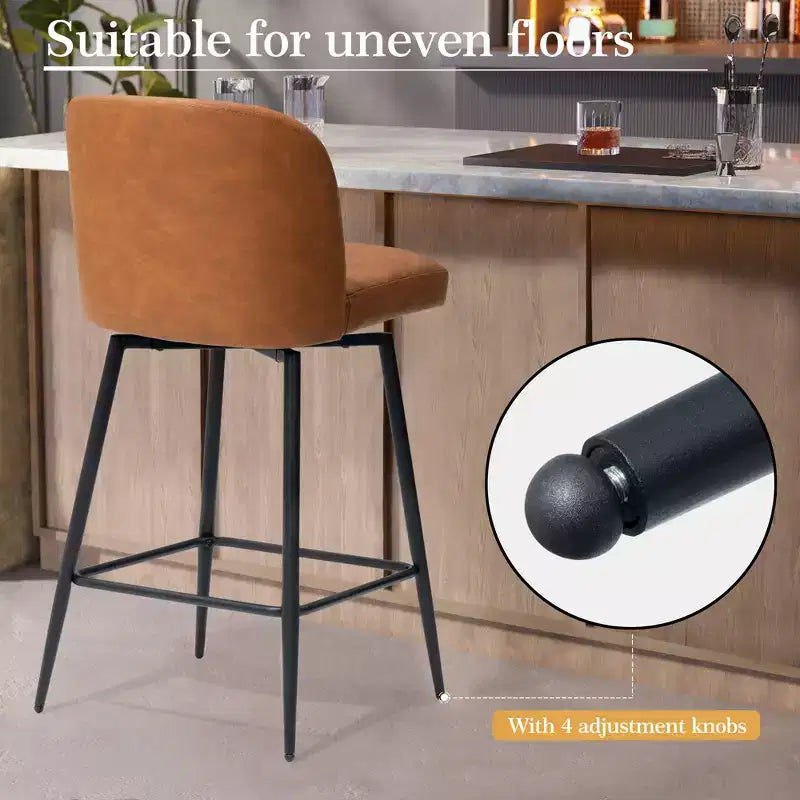 Crestlive Products - Tabouret de bar d'intérieur pivotant haut de gamme de 68 cm de hauteur de comptoir, lot de 2, avec repose-pieds en métal