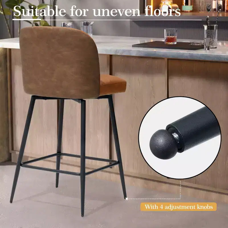Crestlive Products - Tabouret de bar d'intérieur pivotant haut de gamme de 68 cm de hauteur de comptoir, lot de 2, avec repose-pieds en métal