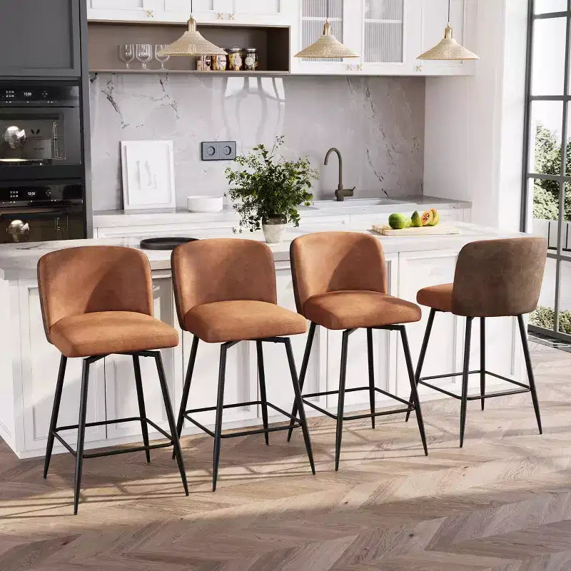 Crestlive Products - Tabouret de bar d'intérieur pivotant haut de gamme de 68 cm de hauteur de comptoir, lot de 2, avec repose-pieds en métal