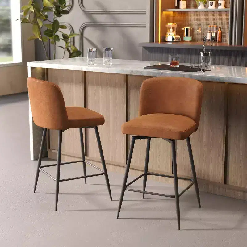 Crestlive Products - Tabouret de bar d'intérieur pivotant haut de gamme de 68 cm de hauteur de comptoir, lot de 2, avec repose-pieds en métal