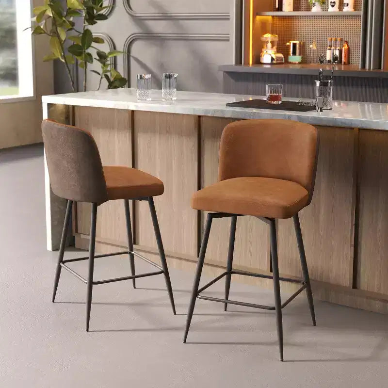 Crestlive Products - Tabouret de bar d'intérieur pivotant haut de gamme de 68 cm de hauteur de comptoir, lot de 2, avec repose-pieds en métal
