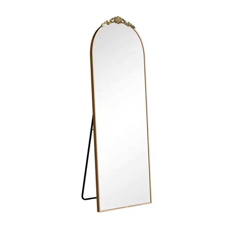 Miroir en pied PexFix 67x24 en alliage d'aluminium avec côtés arqués et support