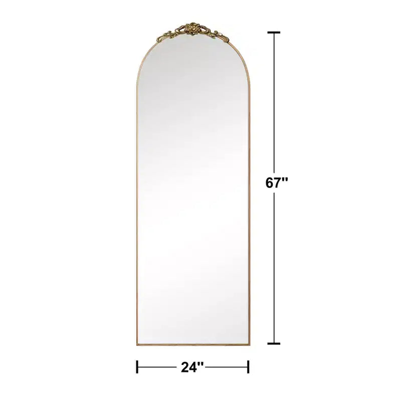 Miroir en pied PexFix 67x24 en alliage d'aluminium avec côtés arqués et support