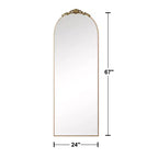 Miroir en pied PexFix 67x24 en alliage d'aluminium avec côtés arqués et support