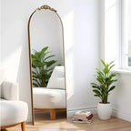 Miroir en pied PexFix 67x24 en alliage d'aluminium avec côtés arqués et support