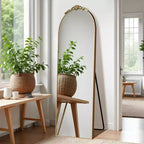 Miroir en pied PexFix 67x24 en alliage d'aluminium avec côtés arqués et support