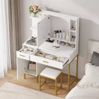 Coiffeuse, commode adulte, coiffeuse avec lumières en 3 couleurs, station de charge, tiroirs, pour salle de bain, chambre à coucher, blanc