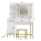 Coiffeuse, commode adulte, coiffeuse avec lumières en 3 couleurs, station de charge, tiroirs, pour salle de bain, chambre à coucher, blanc