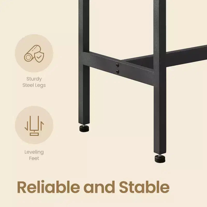 Table de bar, Table de bar étroite et longue, Table de salle à manger de cuisine, Cadre métallique robuste, Design industriel, Marron rustique